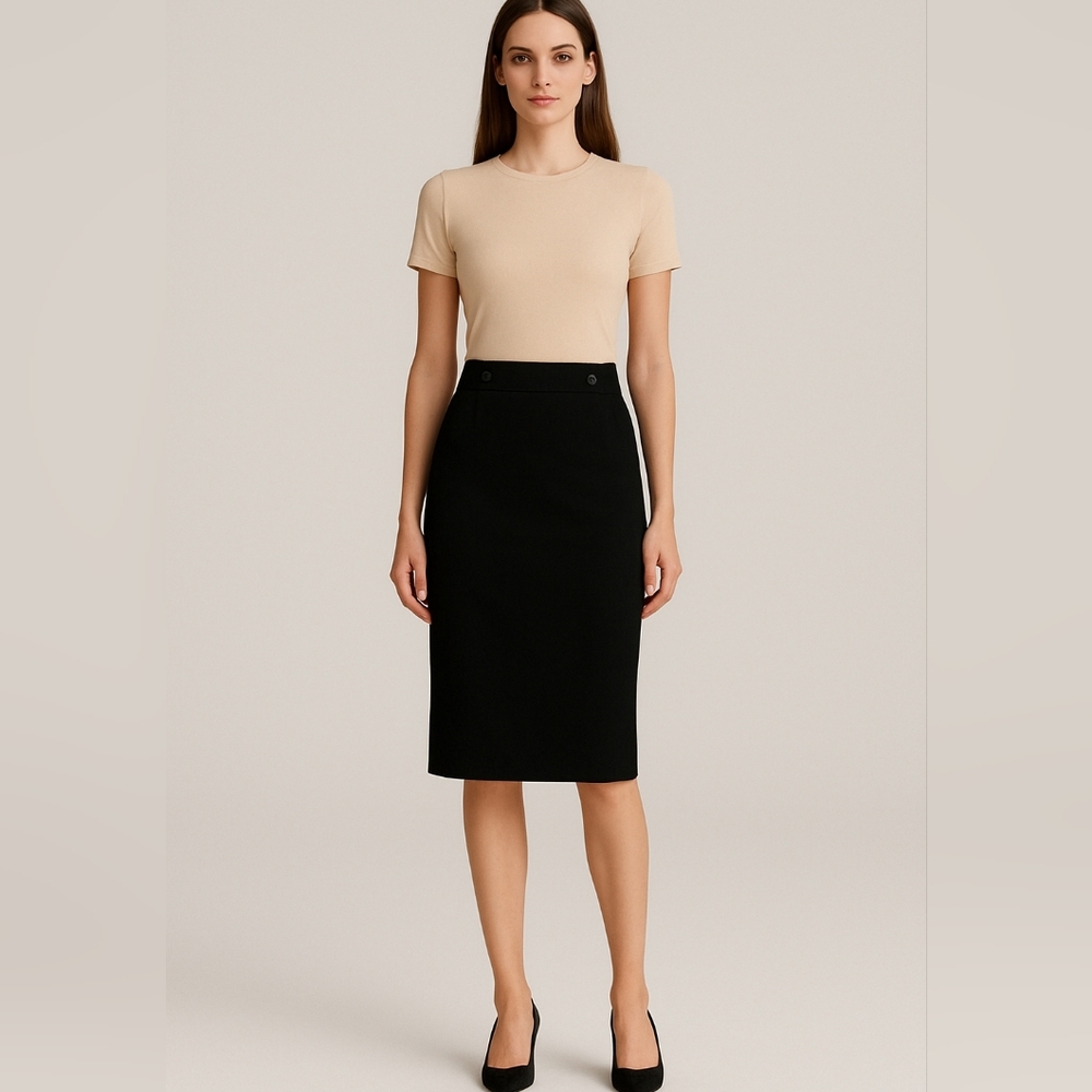 Alfani Dark Academia High-Waist Button Pencil Skirt Preppy Pinup Office